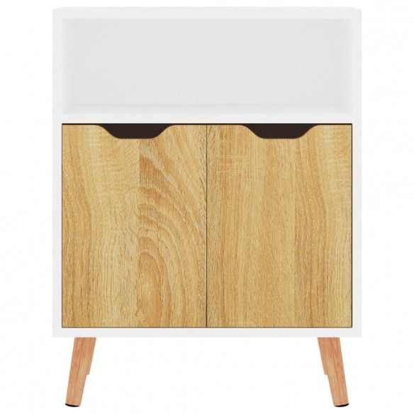 Buffet blanc et chêne sonoma 60x30x72 cm bois d'ingénierie