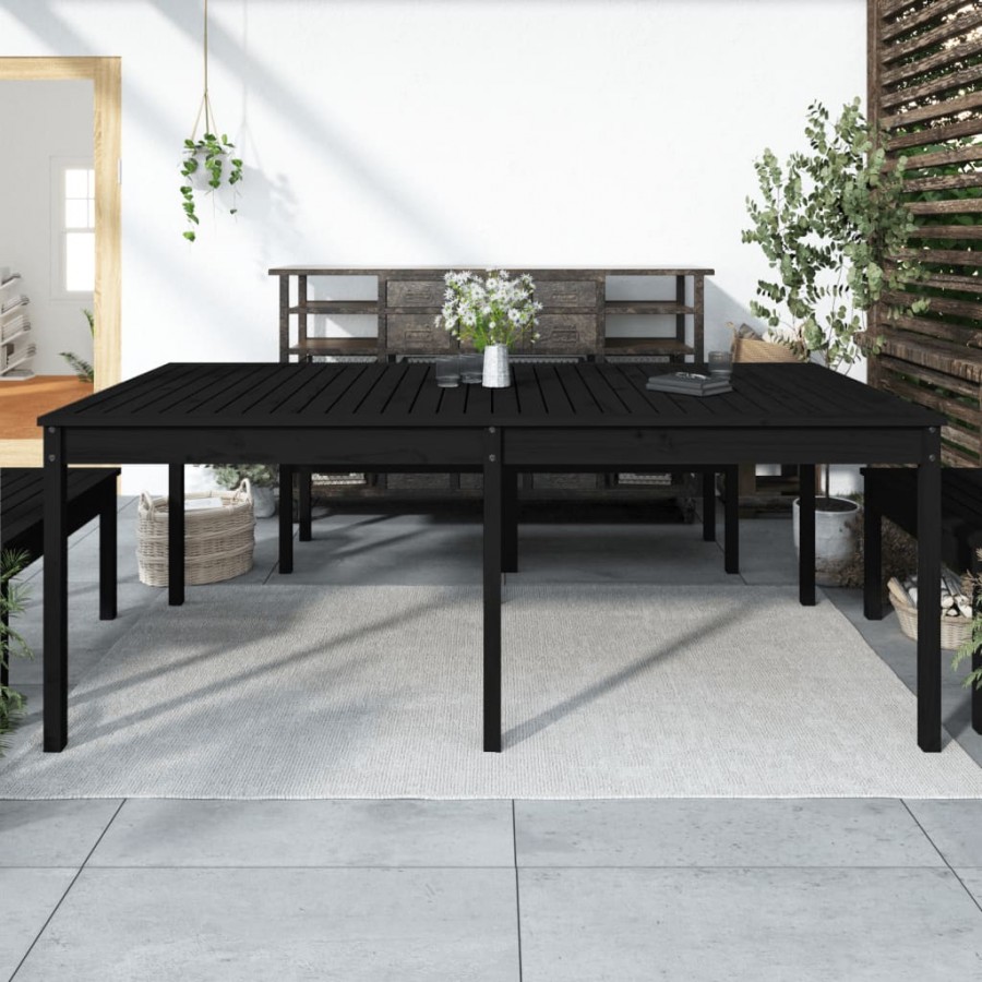 Table de jardin noir 203,5x100x76 cm bois massif de pin