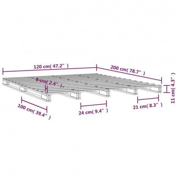 Lit de palette blanc 120x200 cm bois de pin massif