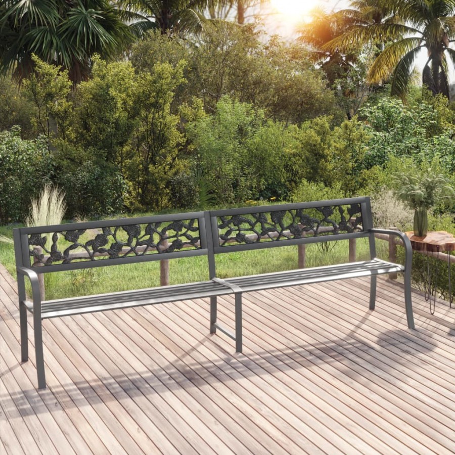 Banc double de jardin 246 cm Gris Acier