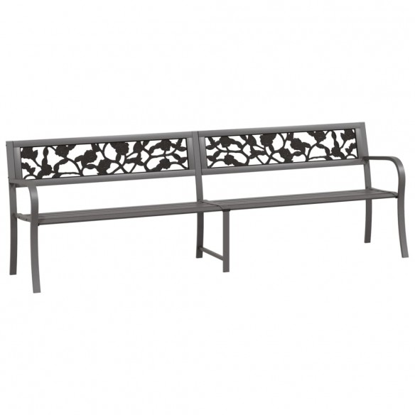 Banc double de jardin 246 cm Gris Acier