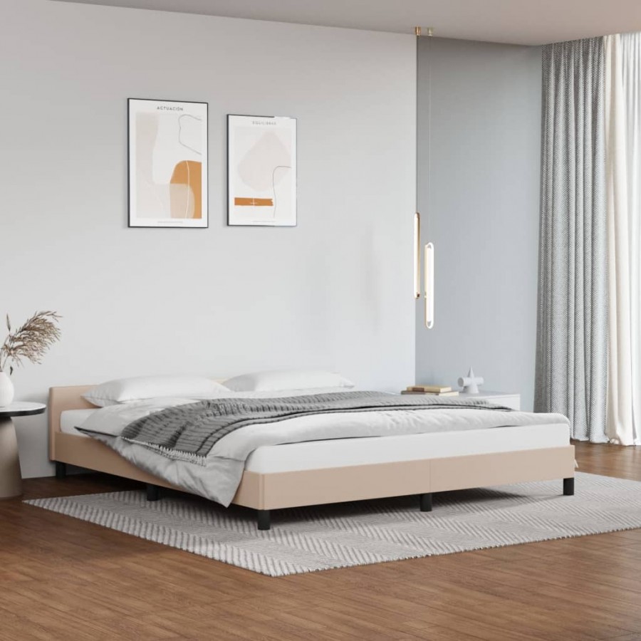 Cadre de lit avec tête de lit Cappuccino 180x200 cm Similicuir