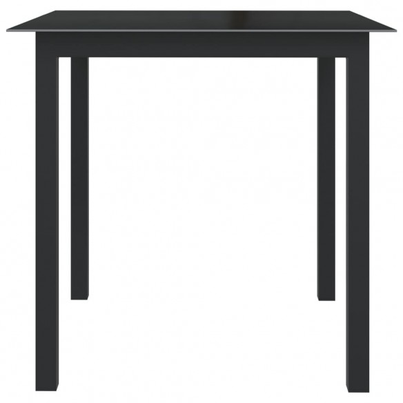 Table de jardin Noir 80x80x74 cm Aluminium et verre