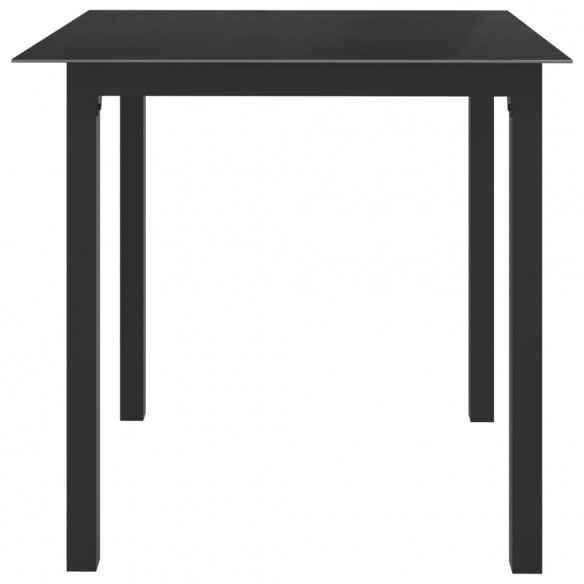 Table de jardin Noir 80x80x74 cm Aluminium et verre