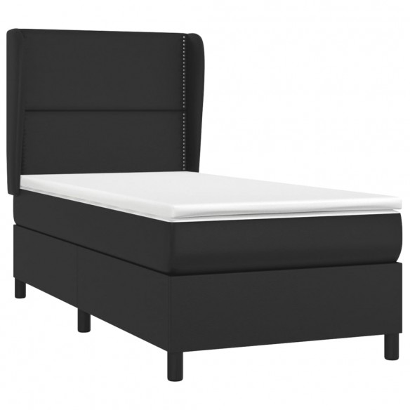 Cadre de lit avec matelas Noir 80x200cm Similicuir