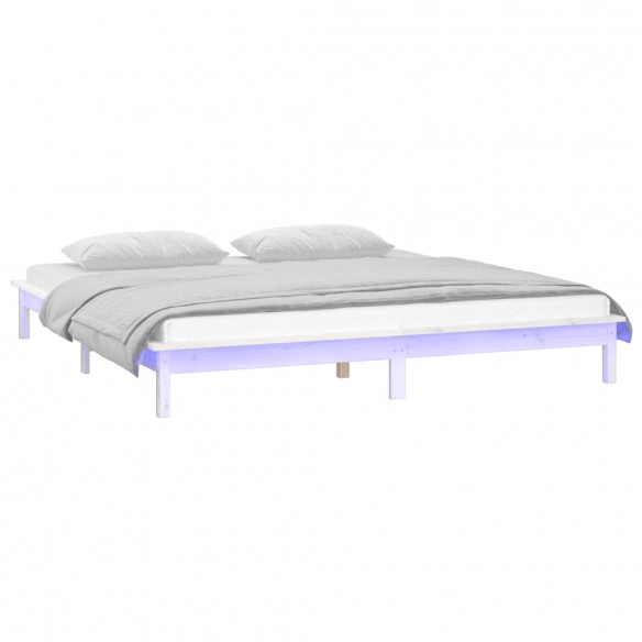 Cadre de lit à LED blanc 120x200 cm bois massif