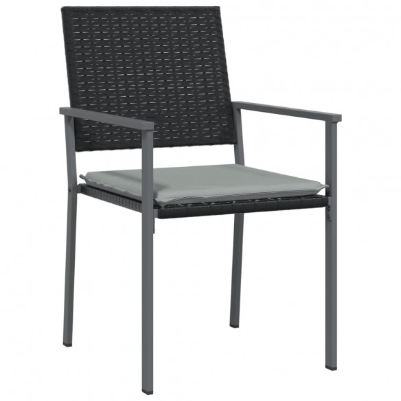 Chaises de jardin et coussins lot de 2 noir 54x62,5x89 cm rotin