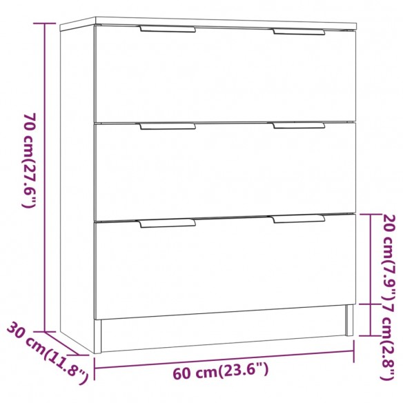 Buffets 3 pcs Chêne fumé Bois d'ingénierie