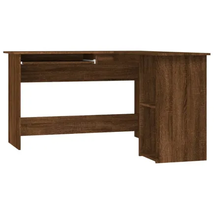 Bureau d'angle chêne marron 120x140x75 cm bois d'ingénierie 2