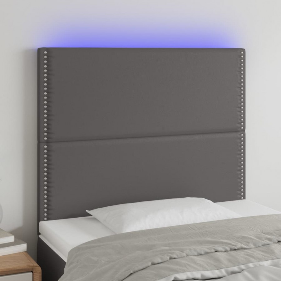 Tête de lit à LED Gris 80x5x118/128 cm Similicuir