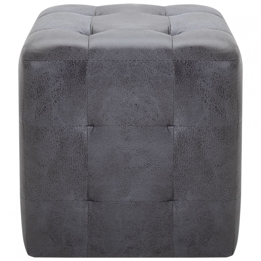 2 pcs Poufs Gris 30 x 30 x 30 cm Similicuir daim