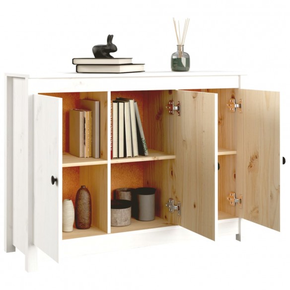 Buffet Blanc 100x35x74 cm Bois massif de pin