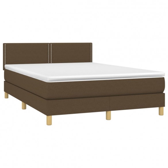 Cadre de lit avec matelas Marron foncé 140x190 cm