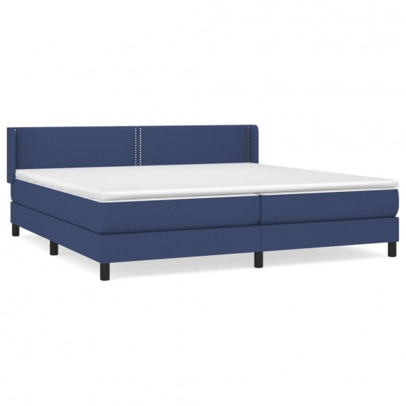 Cadre de lit avec matelas Bleu 200x200 cm Tissu