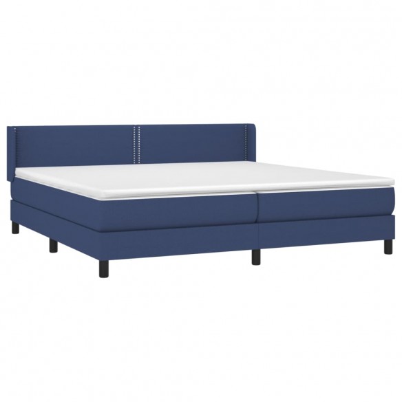 Cadre de lit avec matelas Bleu 200x200 cm Tissu