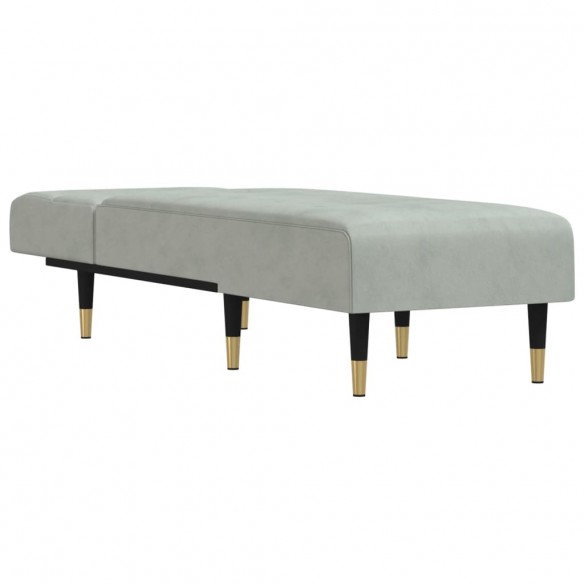 Chaise longue gris clair velours