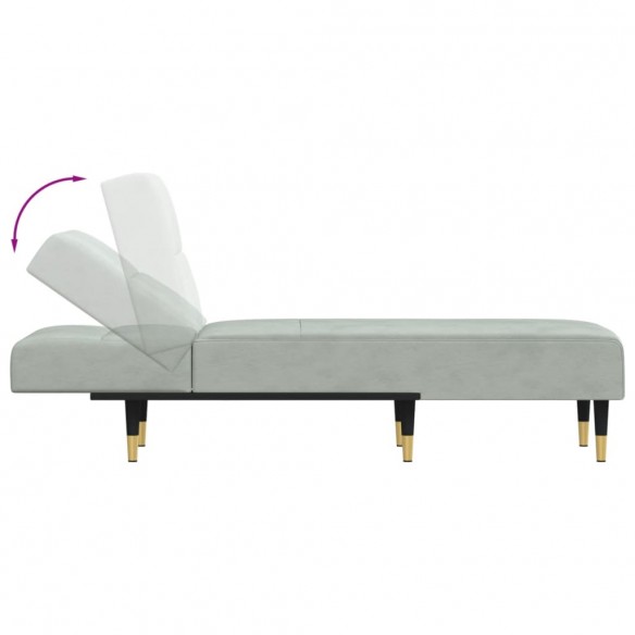 Chaise longue gris clair velours