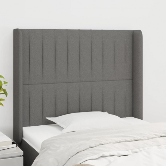 Tête de lit avec oreilles Gris foncé 93x16x118/128 cm Tissu