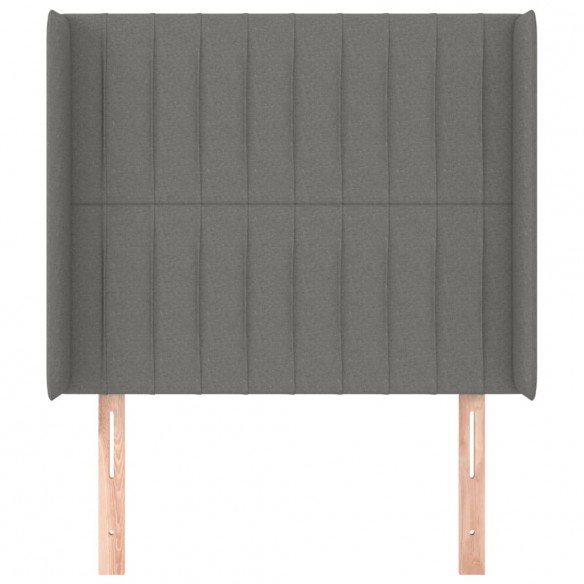 Tête de lit avec oreilles Gris foncé 93x16x118/128 cm Tissu