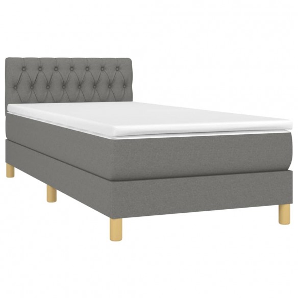 Cadre de lit avec matelas et LED Gris foncé 80x200cm