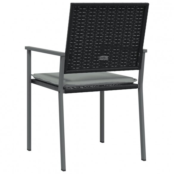 Chaises de jardin et coussins lot de 6 noir 54x62,5x89 cm rotin