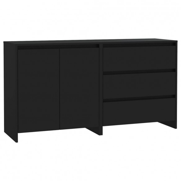 Buffets 2 pcs Noir Bois d'ingénierie