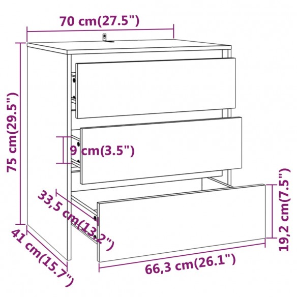 Buffets 3 pcs Noir Bois d'ingénierie