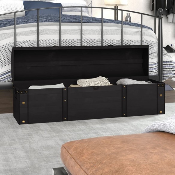 Coffre de rangement Bois massif style vintage 120x30x40 cm