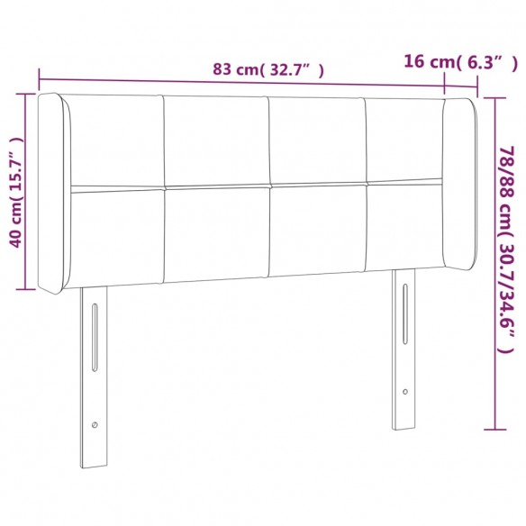 Tête de lit à LED Taupe 83x16x78/88 cm Tissu