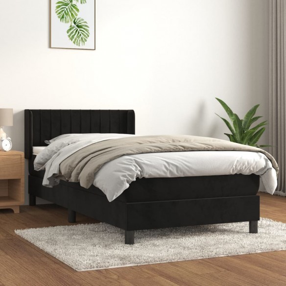 Sommier à lattes de lit avec matelas Noir 90x200 cm Velours