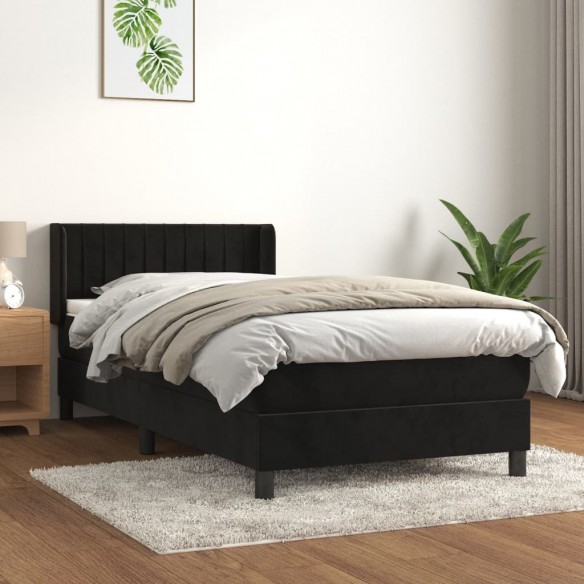 Cadre de lit avec matelas Noir 90x200 cm Velours