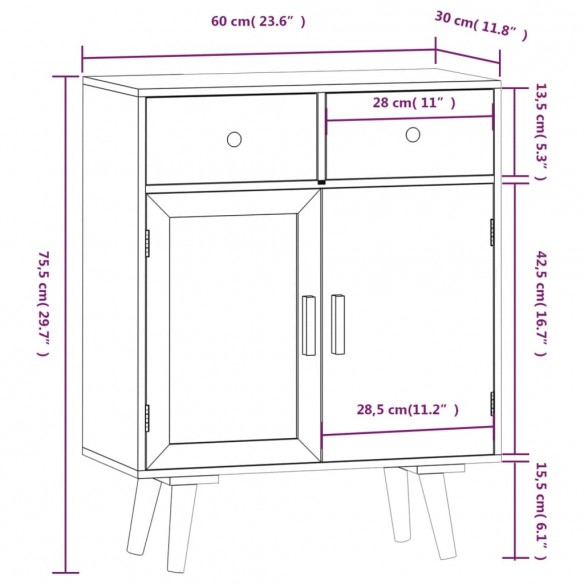 Buffet avec tiroirs 60x30x75,5 cm bois d'ingénierie