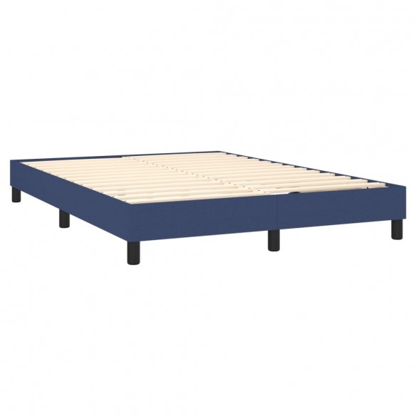 Sommier à lattes de lit avec matelas LED Bleu 140x190 cm Tissu