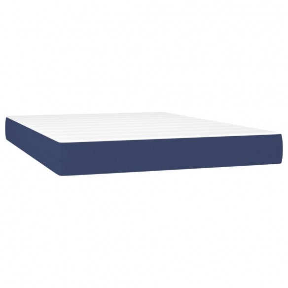 Sommier à lattes de lit avec matelas LED Bleu 140x190 cm Tissu