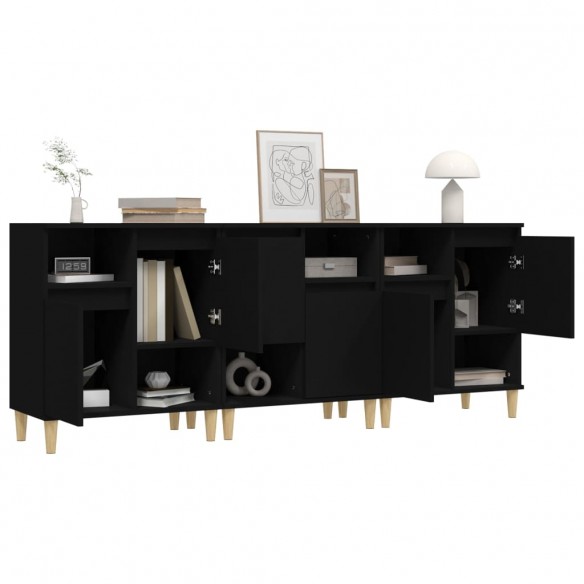 Buffets 3 pcs noir 60x35x70 cm bois d'ingénierie