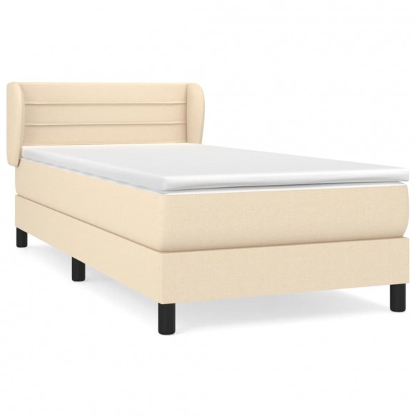 Cadre de lit avec matelas Crème 100x200 cm Tissu