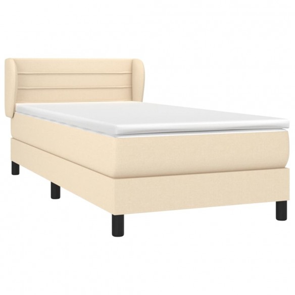 Cadre de lit avec matelas Crème 100x200 cm Tissu