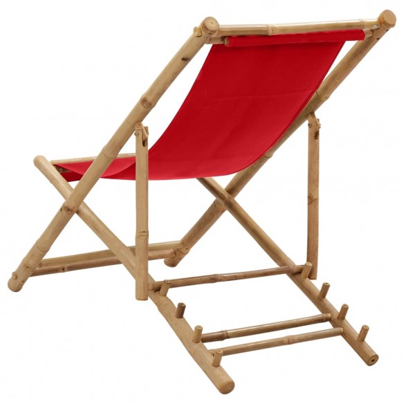 Chaise de terrasse bambou et toile rouge