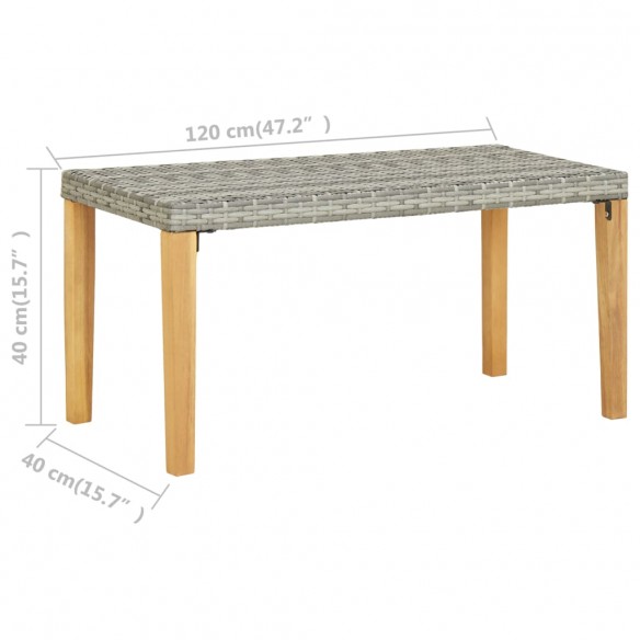 Banc de jardin 120 cm Gris Résine tressée et bois d'acacia