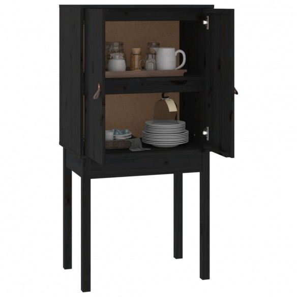 Buffet haut Noir 60x40x120 cm Bois massif de pin