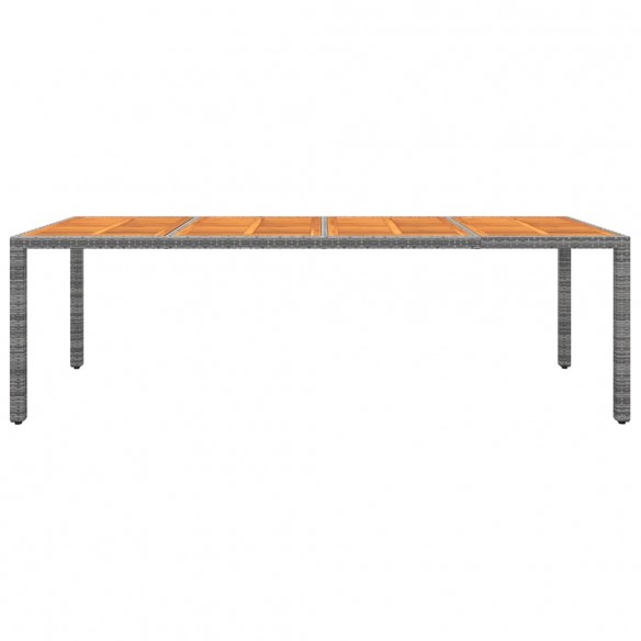 Table de jardin gris 250x100x75 cm résine tressée/bois d'acacia