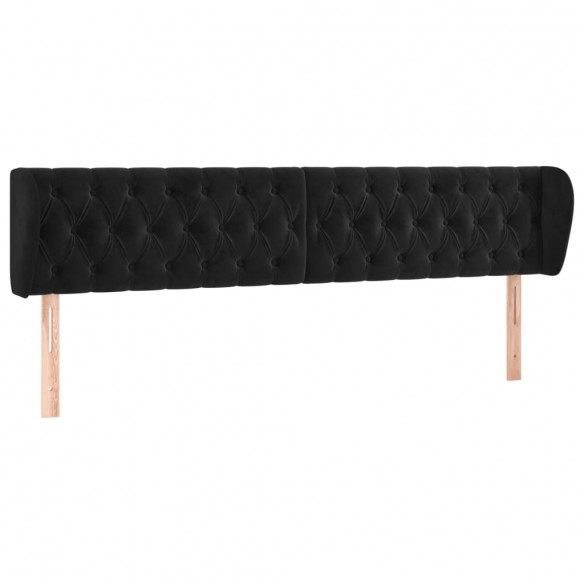 Tête de lit avec oreilles Noir 203x23x78/88 cm Velours