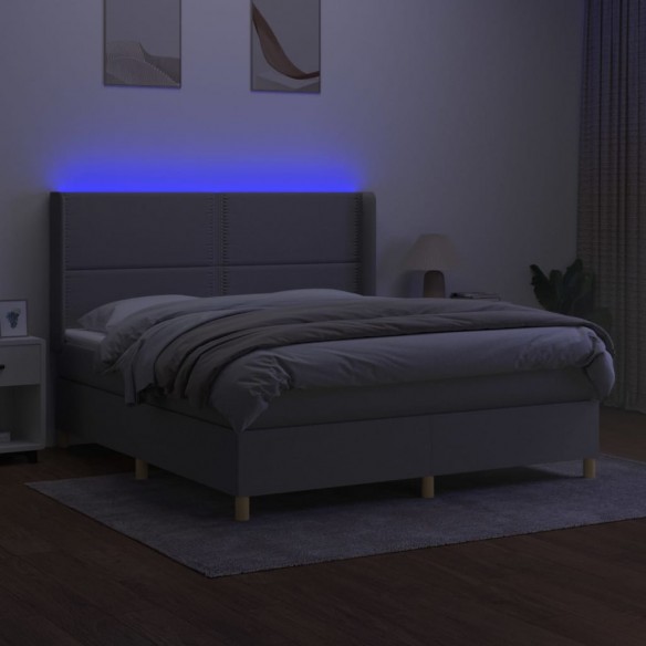 Cadre de lit matelas LED Gris clair 180x200 cm Tissu