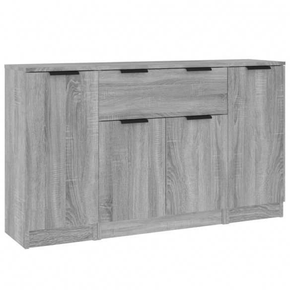 Buffets 3 pcs Sonoma gris Bois d'ingénierie