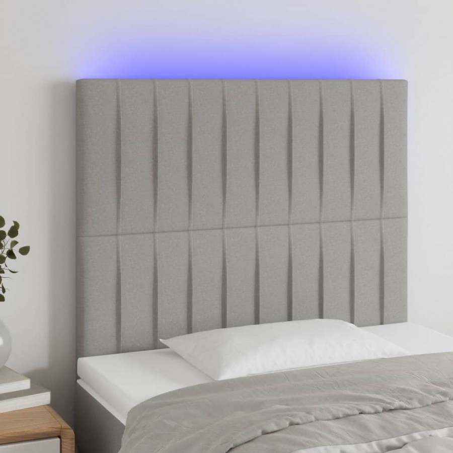 Tête de lit à LED Gris clair 90x5x118/128 cm Tissu