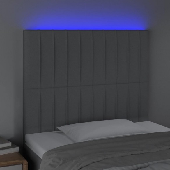 Tête de lit à LED Gris clair 90x5x118/128 cm Tissu