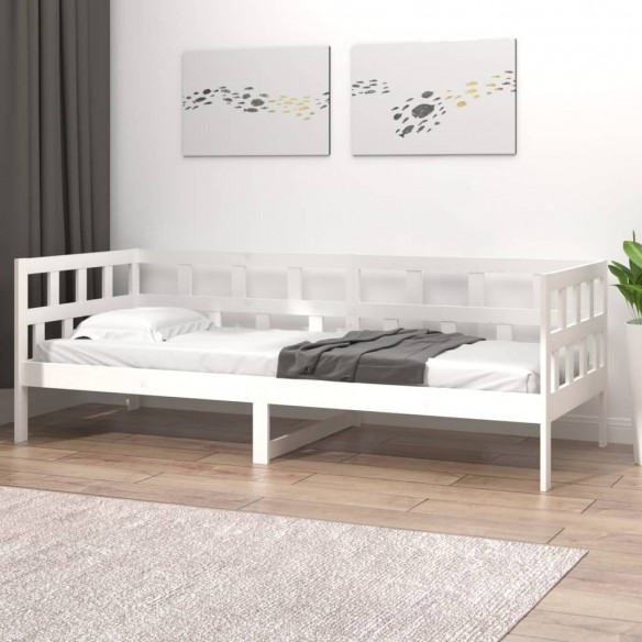 Lit de jour blanc bois de pin massif 80x200 cm