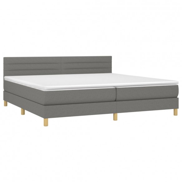 Cadre de lit et matelas et LED Gris foncé 200x200 cm