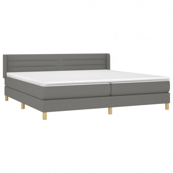 Cadre de lit avec matelas Gris foncé 200x200cm Tissu