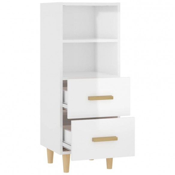 Buffet Blanc brillant 34,5x34x90 cm Bois d'ingénierie